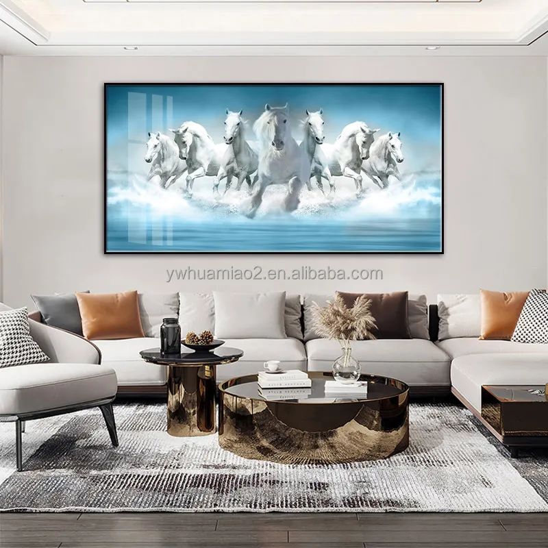 Oturma odası ev dekor büyük boy kristal porselen koşu at posterler resim modern baskılar sanat cam atlar