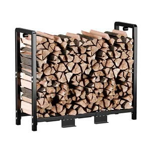 Suporte de madeira para fogueira interna e pátio externo, suporte ajustável para madeira e lareira, metal resistente