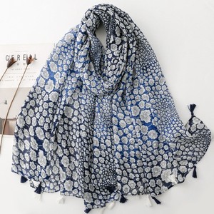 Thin Densely Woven Scarf <b>Shawl</b> With a Fresh Colorful Plant and Floral Pattern Perfect for Spring Summer Features a Tassel Trim - Product Image 4