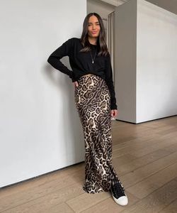 Phụ Nữ Của Casual Leopard Váy Thời Trang Satin In Dài Váy Cho Phụ Nữ Cổ Điển In Leopard Váy In Lỏng - Product Image 3