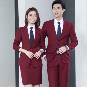 Burgundy Suit Formal <b>Work</b> Uniform Men Hotel Receptionist Uniform Lyh388 Acetate Fiber Adhesive Liner Process - Product Image 1
