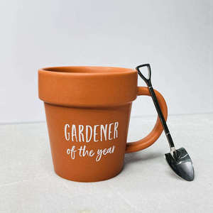 Mug à café en céramique de style américain unique, amusant et personnalisable, avec une cuillère en forme de pelle, 12 oz, <span class=keywords><strong>cadeau</strong></span> créatif pour un anniversaire ou Noël - Product Image 1