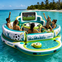 Plateforme flottante gonflable pour club de plage et complexe hôtelier, ponton aquatique rond avec zone de divertissement