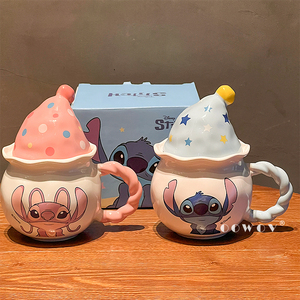 Venta caliente <span class=keywords><strong>Disney</strong></span> Cartoon <span class=keywords><strong>Stitch</strong></span> <span class=keywords><strong>Taza</strong></span> de cerámica con empuñadura y tapa <span class=keywords><strong>Taza</strong></span> de leche de café para oficina y Hogar y regalo - Product Image 4