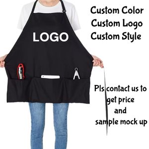 Factory Customized Logo Printing <b>Aprons</b> Chef Restaurant Cooking Bibs <b>Aprons</b> Waterproof Adjustable Black <b>Aprons</b> - Product Image 5