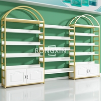 Rayonnage Gondole Cosmétique pour Centre Commercial avec Éclairage LED, Présentoir de Maquillage et Soins de la Peau, Meuble de Rangement pour Salon de Beauté et Parfum