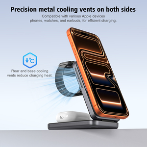 Nouvelle mode, <span class=keywords><strong>chargeur</strong></span> sans fil magnétique 3 en 1 25W, station de charge pliable pour téléphone portable, support pour montre intelligente, écouteurs, oreillettes - Product Image 5