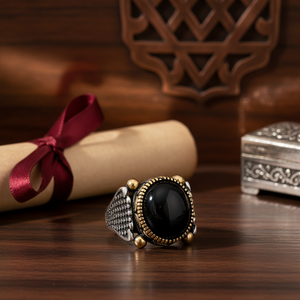 Oval Onyx Stone Tugra Design Ottoman <b>Men's</b> <b>Ring</b> Turkish Handmade Wholesale Authentic <b>Silver</b> <b>Men</b> <b>Ring</b> - Product Image 3