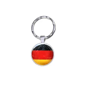 Porte-clés drapeau du monde de vente chaude personnalisée, pendentif porte-clés en pierres précieuses en cristal, porte-clés drapeau allemand