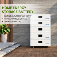 Batteria di accumulo energetico domestico impilabile WINUNIK 5.12kWh 51.2V 100Ah LiFePO4 con ruote, BMS solare mobile e protezione IP20