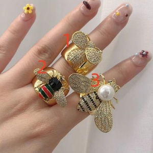 <span class=keywords><strong>Bague</strong></span> ajustable en forme d'abeille, coccinelle, homard et crabe, plaquée or 18 carats et argent, bijoux de mode pour usage quotidien et fêtes, vente en gros - Product Image 5