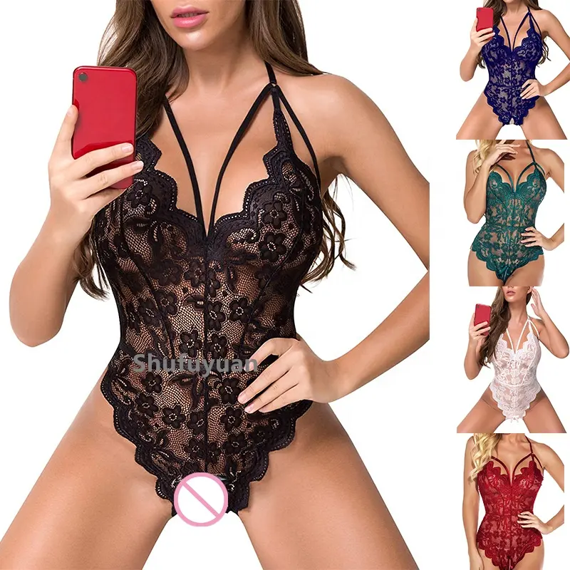 Sfy1330 Lace Bodysuit for Women Lingerie Sexy Eyelash Lingerie One Piece Lingerie Deep V Teddy Sexy