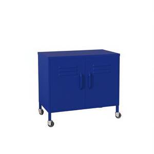 Armadio in Acciaio Blu 23.6x13.8x22 Pollici per Organizzazione Domestica Stile Industriale con Ruote - Product Image 1