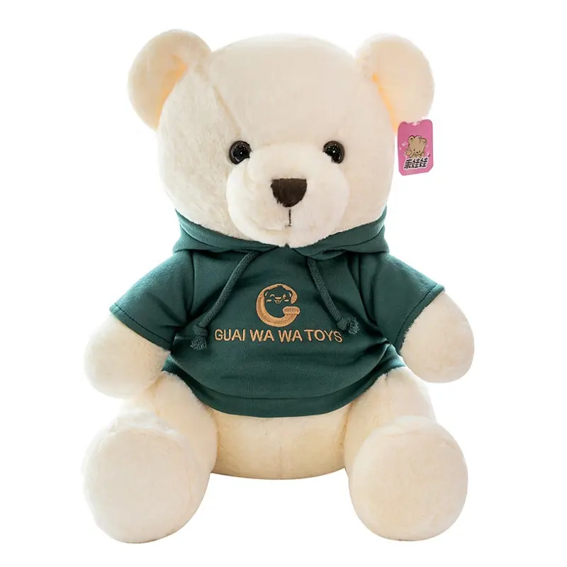 DL1231230 alta calidad 3 colores oso de peluche con sudaderas con capucha oso juguetes de peluche muñeca personalizada hacer peluche oso de peluche juguete con camiseta