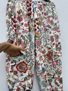 Patchwork Coton Pantalon Cargo Style Hippie Boho Indien Jogger Pyjamas Multipocketed Confortable Streetwear Pour Le Festival D'été - Product Image 4