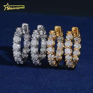 ต่างหูแถวเดียว3มม. ห่วงเครื่องประดับแร็ปเปอร์925ต่างหูเงินแข็ง - Product Image 5