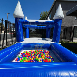 Castello Gonfiabile <span class=keywords><strong>Blu</strong></span> in PVC per Giardino con Piscina di Palline, Divertimento all'Aperto, Mini Gonfiabile per Feste di Bambini - Product Image 2