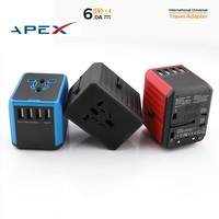 Adaptor Perjalanan Universal Portabel Kebaolong All-in-One 4 Port Pengisian Daya USB Tahan Api Konverter Multi-Negara Output 1920W