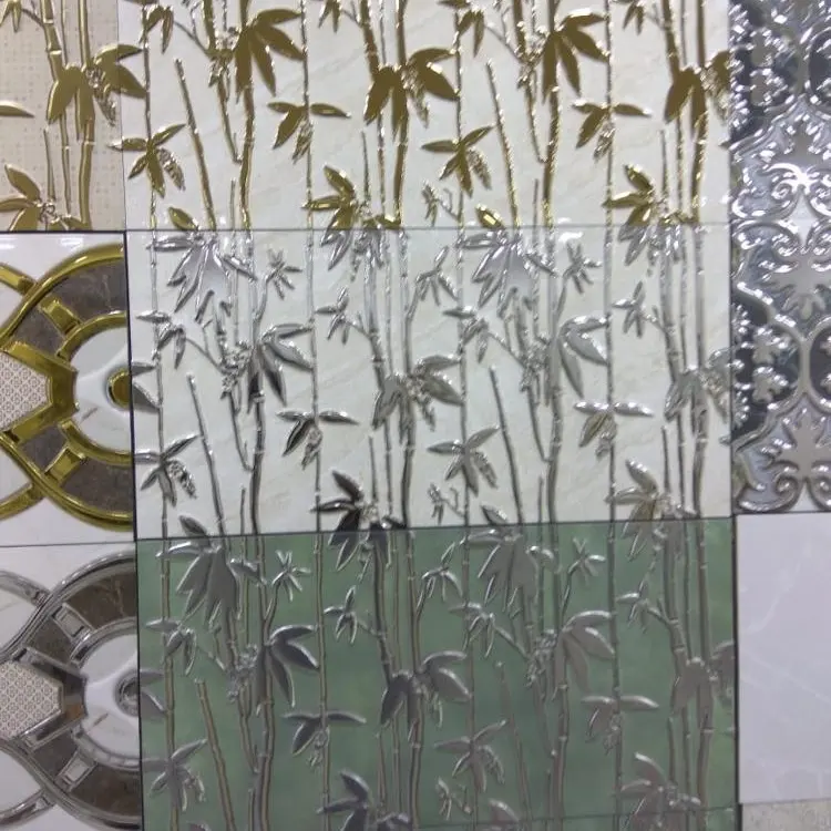 Великолепная декоративная золотистая Серебристая цифровая керамическая глазурованная настенная плитка для архитектурного привлекательного дизайна