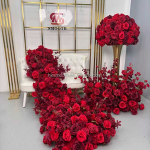 Arreglo de Rosas Artificiales de Seda para Boda, Centro de Mesa Decorativo, Romántico y Soñador, Bola de Flores Rojas Hechas a Mano - Product Image 1