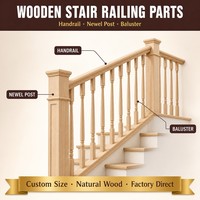 Balustre et poteau de balustrade en bois massif pour escalier intérieur, taille personnalisée OEM