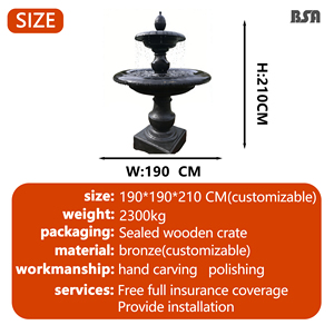 Fontaine de coulée en bronze fontaine en métal classique fontaine de jardin Sculpture pour la décoration de cour de jardin - Product Image 2