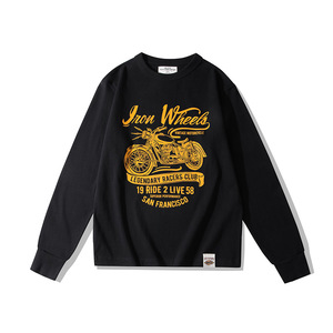 <span class=keywords><strong>T</strong></span>-shirt a maniche lunghe in cotone da uomo, 280g, <span class=keywords><strong>con</strong></span> stampa a lettere, stile motociclistico, American Retro, Bestseller, Fornitore di successo - Product Image 2