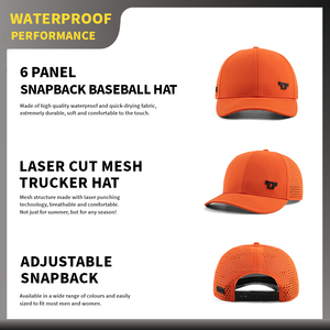 <strong>Waterproof</strong> <strong>Hat</strong> Custom Logo Men 6 Panel Trucker Baseball Snapback Cap Perforated Laser Cut Hole Running Sports Golf <strong>Hat</strong> - Product Image 4
