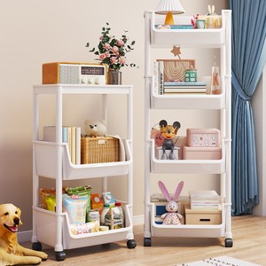 Petit chariot mobile à 4 niveaux, étagère de <span class=keywords><strong>rangement</strong></span> simple pour salon, <span class=keywords><strong>chambre</strong></span>, collations et articles divers, organisateur de vide-espaces - Product Image 3