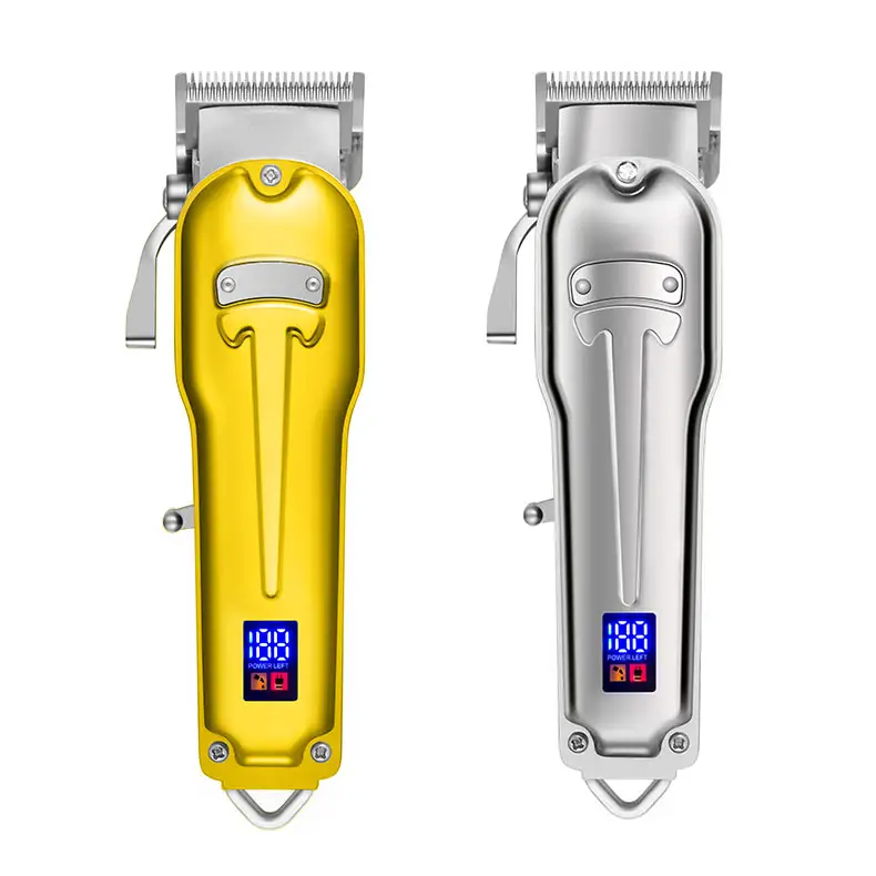 Nuevo Barber All-Metal Design Trimmer Hombres Barber Clipper Electric Hair Clipper Inalámbrico Metal Hair Clipper