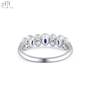 Nouveauté Bijoux Classiques Européens de Luxe Or Blanc Massif 18K Coupe Ovale Pierre Précieuse Naturelle Saphir Bleu Diamant Bague de Fiançailles - Product Image 4