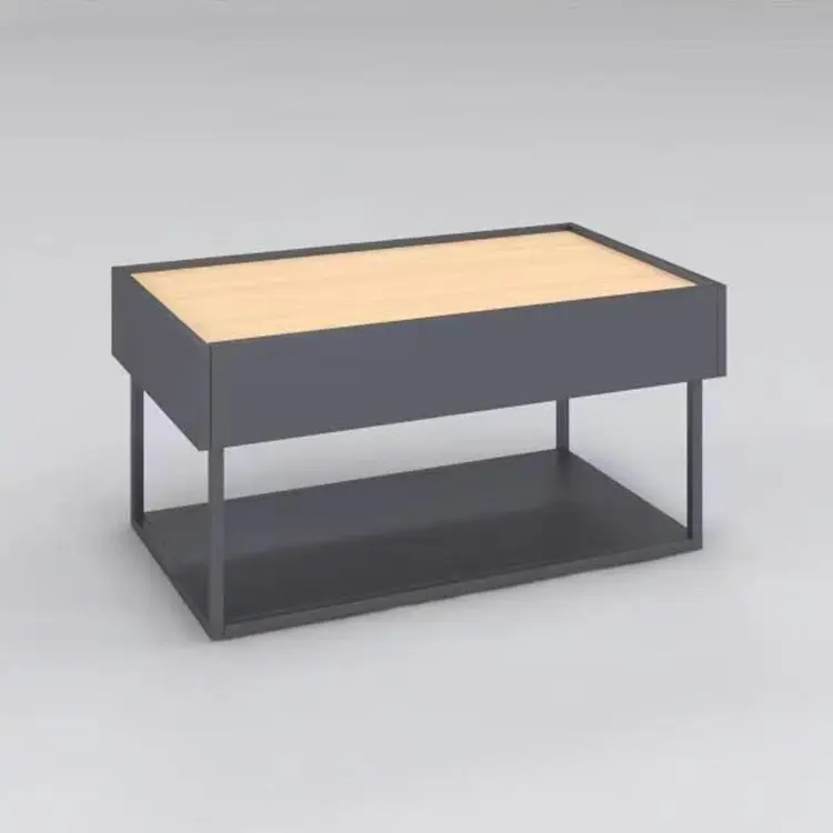 Fábrica China Muebles de sala de estar Marco de madera Pata de metal Mesa central Mesa de centro de té con cajón de almacenamiento