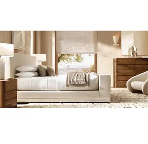 Роскошная Современная новейшая дизайнерская кровать для дома и отеля, мебель для спальни, деревянная рамка, двуспальная кровать размера «King-Size» - Product Image 3