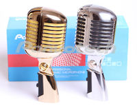 Microphone filaire dynamique rétro classique vintage KTV karaoké, cardioïde, réduction de bruit, métal plaqué moulé sous pression, utilisation sur scène, fête