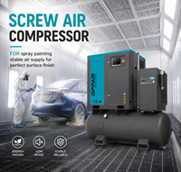 Compresseur d'air à vis à vitesse fixe 16 bar 1,2 m3/min 15 kW 20 ch 4 en 1 Compresseur d'air à vis électrique avec réservoir d'air