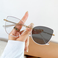 Lunettes photochromiques unies 2025 – Monture papillon rose scintillante tendance pour femme, style européen et américain, anti-lumière bleue