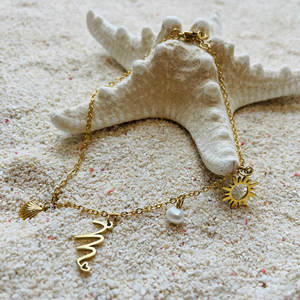 MECYLIFE-<span class=keywords><strong>Tobillera</strong></span> de Acero Inoxidable con 26 Letras Iniciales, <span class=keywords><strong>Tobillera</strong></span> de Estilo Bohemio, Chapado en Oro, Sol, Verano, <span class=keywords><strong>Surf</strong></span>, Niñas - Product Image 2