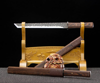 Couteau de poche en acier à motif Damas, épée courte, lame trempée à la boue, Hamon, fait main