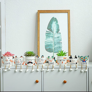 Maceta colgante de cerámica con drenaje para plantas de interior, contenedor para suculentas, Cactus, bonsái - Product Image 5