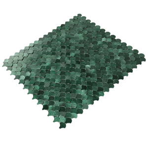 Mattonelle di mosaico di Backsplash in metallo autoadesiva spazzolata alta-bassa verde 3D per la <span class=keywords><strong>cucina</strong></span> - Product Image 2