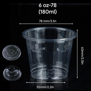 Venta al por mayor de fábrica: Vaso desechable transparente de PET de 78 mm y 6 oz para bebidas frías con tapas planas o de cúpula, logotipo personalizado para café helado, zumo y té. - Product Image 2