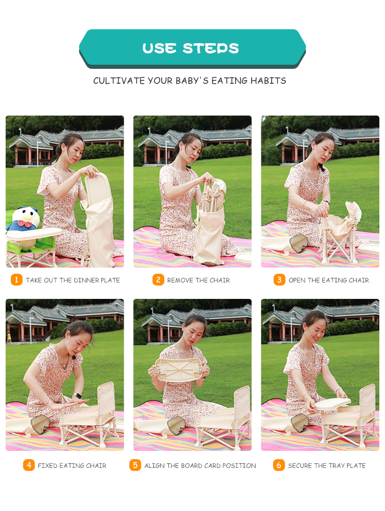 Portable Baby Chair Folding Portable Travel Booster Chair For Dining Multi-function Folding Chair BC-01