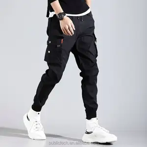 OEM Wholesale Multi Pockets Black Slim Fit 3 Quarter Streetwear Casual Men's Cargo Pants