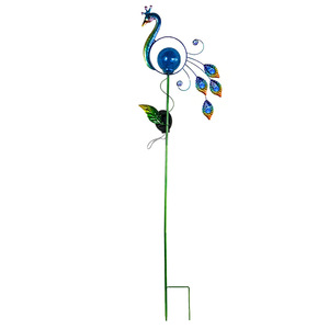 Großhandel Schmiedeeisen Solar Metall Pfau Garten Pfahl Solar Licht Metall Garten Pfahl - Product Image 2