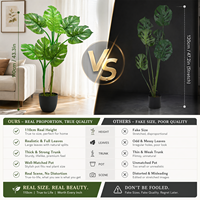 Plante artificielle réaliste Monstera Deliciosa avec pot blanc, décoration artificielle réaliste à feuilles fendues pour l'intérieur du salon