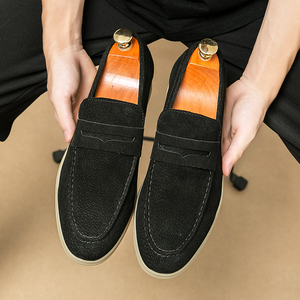 Mocasines informales <span class=keywords><strong>de</strong></span> piel auténtica para <span class=keywords><strong>hombre</strong></span>, talla grande 38-46, <span class=keywords><strong>zapatos</strong></span> <span class=keywords><strong>de</strong></span> vestir planos sin cordones a la moda con cierre sin cordones para invierno - Product Image 5