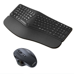 Combo de Teclado Ergonómico Inalámbrico Dividido y Ratón con Trackball, Reposamuñecas Ajustable, Teclado de Membrana con Teclas de Perfil Bajo - Product Image 1