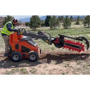CE EPA Heavy-Duty Infront Mini Skid Steer Loader Enhanced With Professional Trencher Attachment