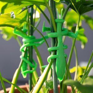 Attaches de plantes souples et réutilisables en PVC, forme d'animal grenouille jaune-vert, extensibles et ajustables - Product Image 3