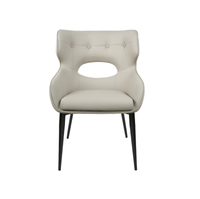 Chaise de salle à manger de luxe à rivets creux Noir/Brun/Beige Chaise rembourrée moderne pour restaurant
